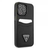 Guess iPhone 13 Pro Max Saffiano Double Cardslot -suojakuori, musta