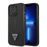 Guess iPhone 13 Pro Max Suojakuori Saffiano Metal Triangle Musta