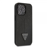 Guess iPhone 13 Pro Max Suojakuori Saffiano Metal Triangle Musta