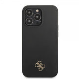 Guess iPhone 13 Pro Max Suojakuori Silicone Metal Logo 4G Musta