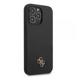 Guess iPhone 13 Pro Max Suojakuori Silicone Metal Logo 4G Musta