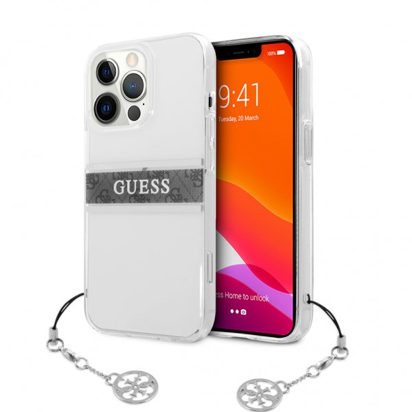Guess iPhone 13 Pro Max Suojakuori Stripe Charm Harmaa
