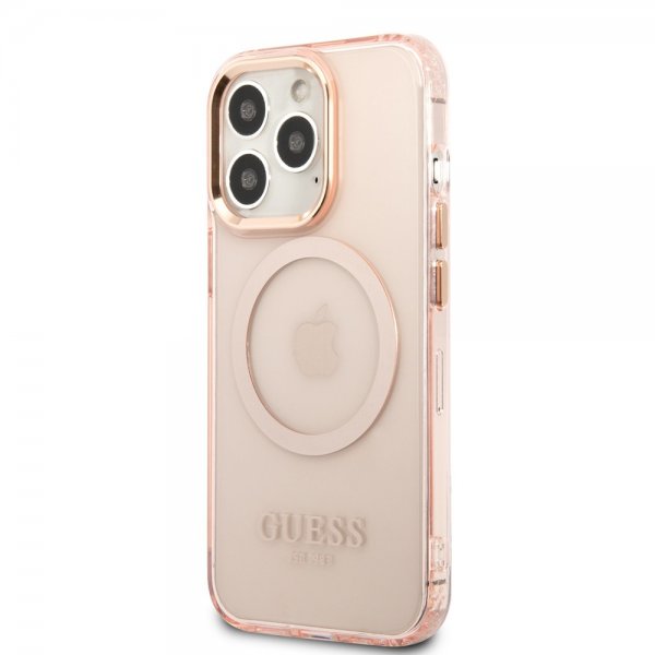 Guess iPhone 13 Pro Max -kuori läpikuultava MagSafe vaaleanpunainen