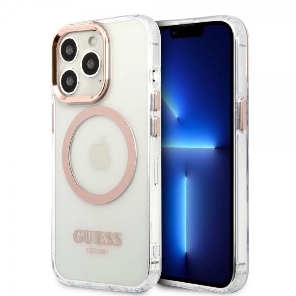 Guess iPhone 13 Pro Max läpinäkyvä MagSafe Gold -suojakuori läpinäkyvä