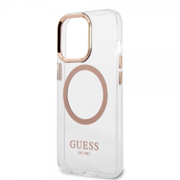 Guess iPhone 13 Pro Max läpinäkyvä MagSafe Gold -suojakuori läpinäkyvä