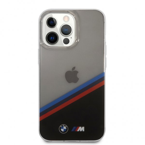 BMW iPhone 13 Pro Max Suojakuori Tricolor Stripe Läpinäkyvä Musta