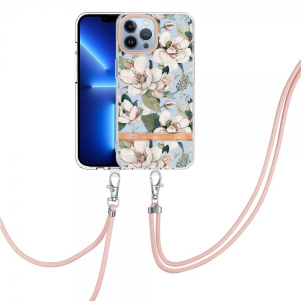 iPhone 13 Pro Kuori Kukallinen Hihna Vihreä Gardenia