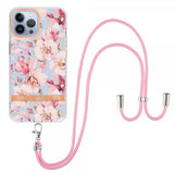 iPhone 13 Pro Kuori Kukka Kuosi Hihna Roosa Gardenia