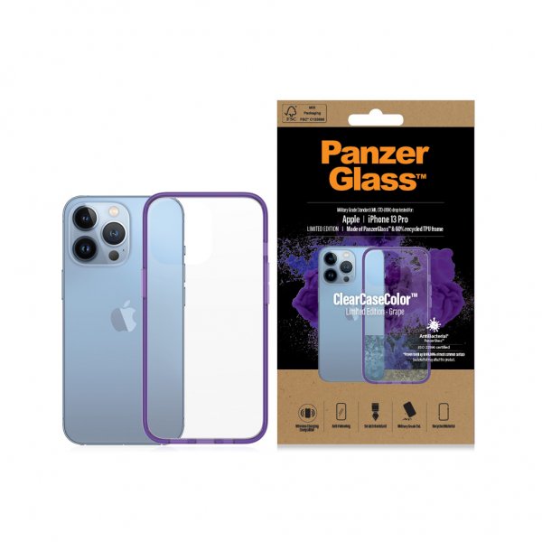 PanzerGlass iPhone 13 Pro -suojakuori ClearCase Color Grape