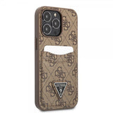 Guess iPhone 13 Pro Suojakuori Double Cardslot Metal Triangle Ruskea