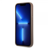 Guess iPhone 13 Pro Suojakuori Double Cardslot Metal Triangle Ruskea