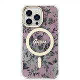 Guess iPhone 13 Pro -suojakuori Flower MagSafe, pinkki