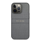 Guess iPhone 13 Pro -suojakuori Hot Stamp Metal Logo - harmaa