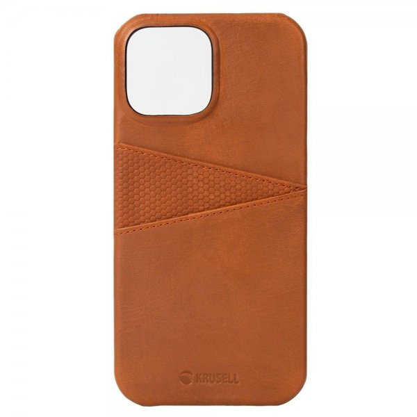 Krusell iPhone 13 Pro -kuoret, Leather CardCover, konjakinruskea