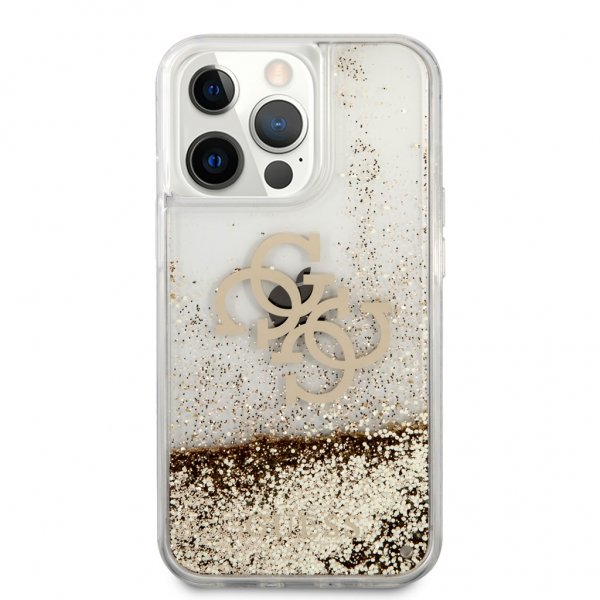 Guess iPhone 13 Pro -suojakuori Liquid Glitter, kulta