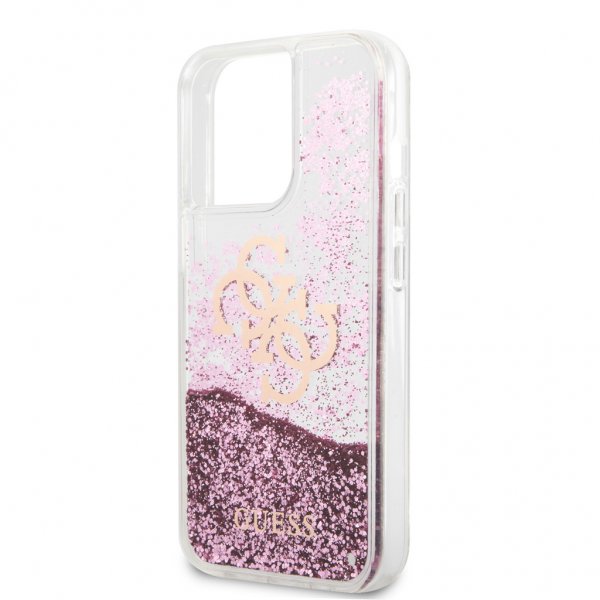 Guess iPhone 13 Pro -suojakuori Liquid Glitter, ruusukulta