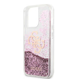 Guess iPhone 13 Pro -suojakuori Liquid Glitter, ruusukulta