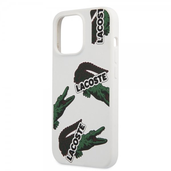 Lacoste iPhone 13 Pro -suojakuori Liquid Silicone Allover Pattern White