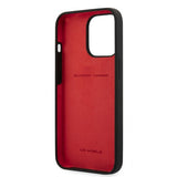 Ferrari iPhone 13 Pro -kuori, nestemäinen silikoni, metallilogolla, musta