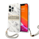 Guess iPhone 13 Pro -suojakuori Marble Design Stripe Harmaa