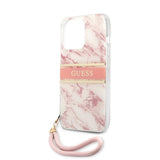 Guess iPhone 13 Pro -suojakuori Marble Design Stripe, ruusukulta