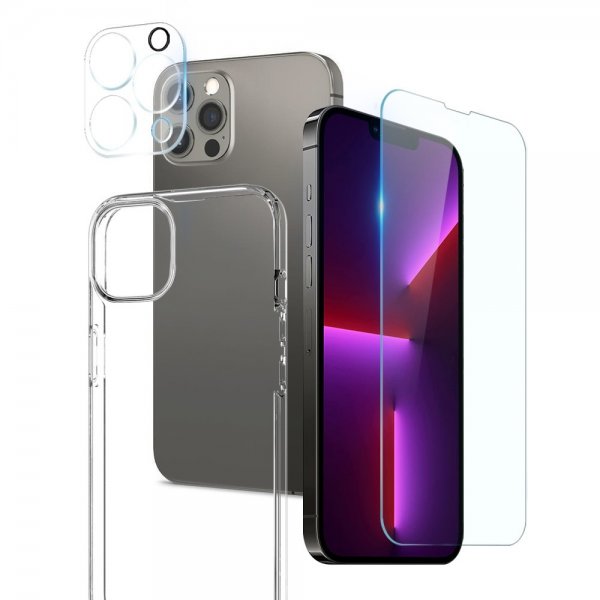 Northjo iPhone 13 Pro -suojakuori, jossa on 3-in-1 näytönsuoja ja kameran suoja