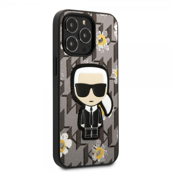 Karl Lagerfeld iPhone 13 Pro kuori, Monogram Iconic Patch, harmaa