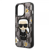 Karl Lagerfeld iPhone 13 Pro kuori, Monogram Iconic Patch, harmaa