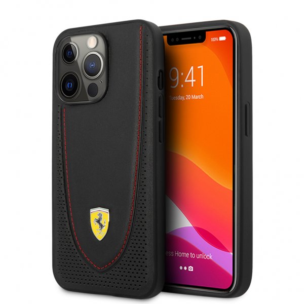 Ferrari iPhone 13 Pro -perforoitu kotelo, musta