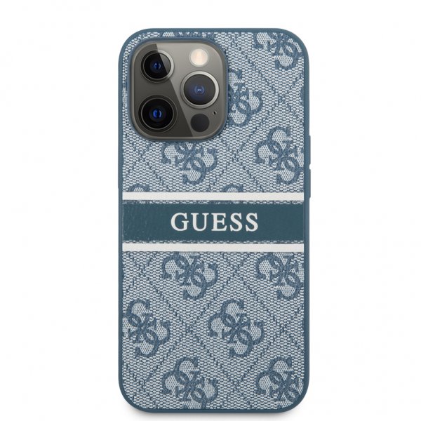 Guess iPhone 13 Pro -suojakuori Printed Stripe Sininen