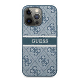 Guess iPhone 13 Pro -suojakuori Printed Stripe Sininen