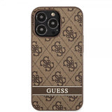 Guess iPhone 13 Pro kuori, Printed Stripe Bottom Brown