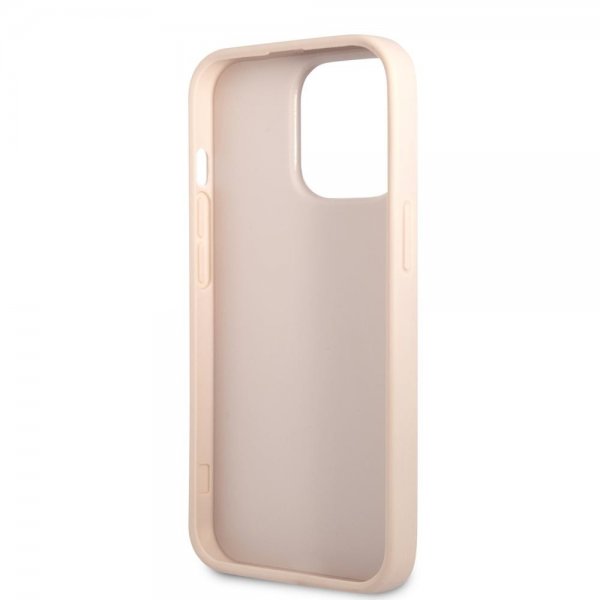 Guess iPhone 13 Pro -suojakuori Printed Stripe Bottom, vaaleanpunainen