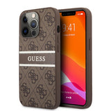 Guess iPhone 13 Pro -suojakuori, Printed Stripe, ruskea