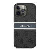 Guess iPhone 13 Pro -suojakuori Printed Stripe, harmaa
