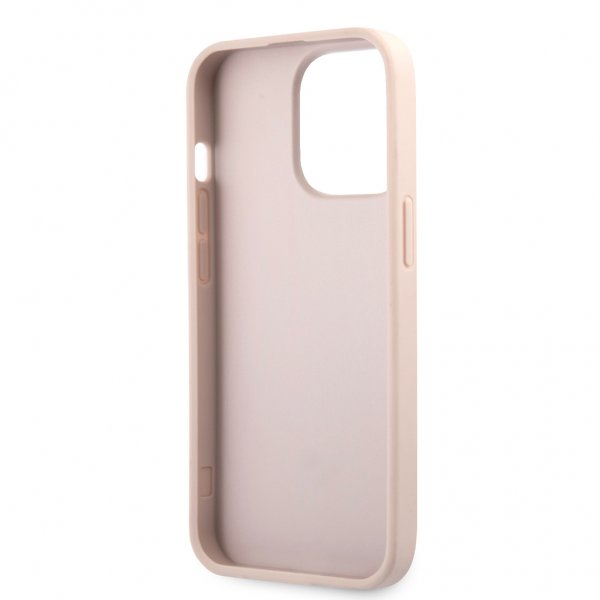 Guess iPhone 13 Pro -suojakuori Printed Stripe, pinkki