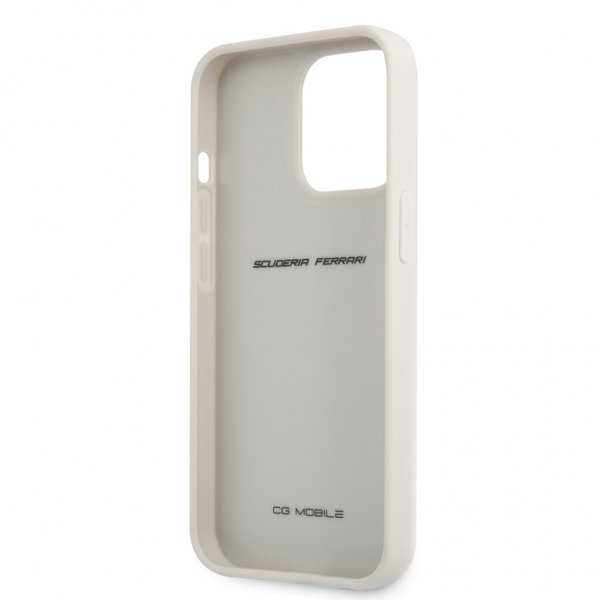 Ferrari iPhone 13 Pro -kuori, aitoa hiilikuitua, metallilogo, hopea