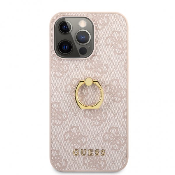 Guess iPhone 13 Pro Suojakuori Ring Stand Pinkki