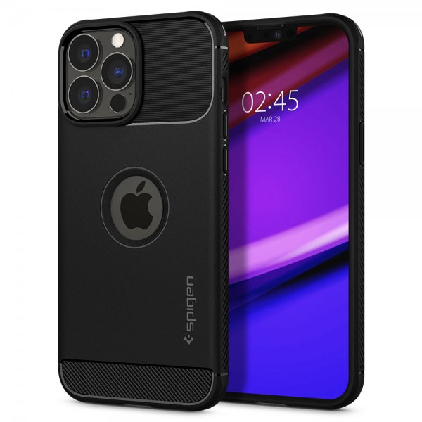 Spigen iPhone 13 Pro -suojakuori, Rugged Armor, mattamusta