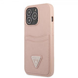 Guess iPhone 13 Pro Saffiano Double Cardslot -kuori, pinkki
