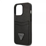 Guess iPhone 13 Pro Saffiano Double Cardslot -kuori, musta