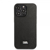 Karl Lagerfeld iPhone 13 Pro -kuori Saffiano Metal Plaque musta