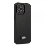 Karl Lagerfeld iPhone 13 Pro -kuori Saffiano Metal Plaque musta