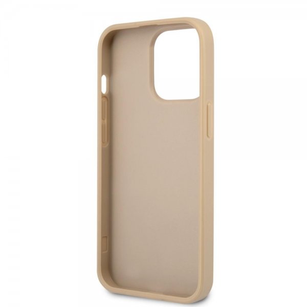 Guess iPhone 13 Pro Saffiano Metal Triangle Beige -suojakuori