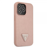 Guess iPhone 13 Pro Saffiano Metal Triangle -kuori ruusukulta