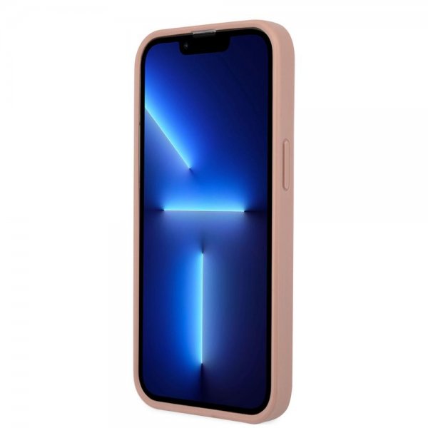 Guess iPhone 13 Pro Saffiano Metal Triangle -kuori ruusukulta
