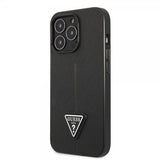 Guess iPhone 13 Pro Saffiano Metal Triangle Suoja Musta