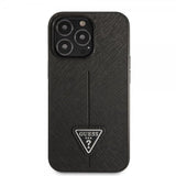Guess iPhone 13 Pro Saffiano Metal Triangle Suoja Musta