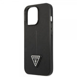 Guess iPhone 13 Pro Saffiano Metal Triangle Suoja Musta
