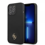 Guess iPhone 13 Pro -silikonikuori, metallilogo, 4G, musta